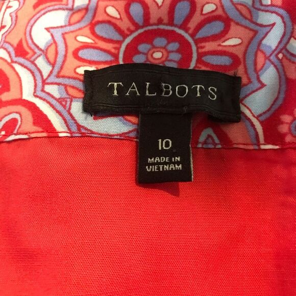 Talbots Medallion Fit & Flare Midi Dress Women's Size 10 Red & Blue Paisley - Picture 10 of 12